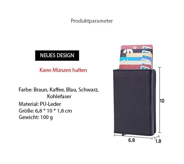 Herren Kreditkartenetui mit Reißverschluss