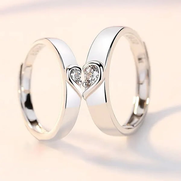 2Pcs/set Heart Matching Couple Ring