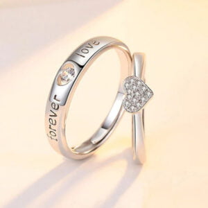 2Pcs/set Heart Matching Couple Ring
