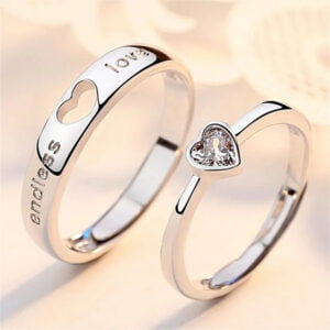 2Pcs/set Heart Matching Couple Ring