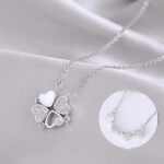 Four Heart Leaf Clover Necklace