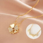 Four Heart Leaf Clover Necklace