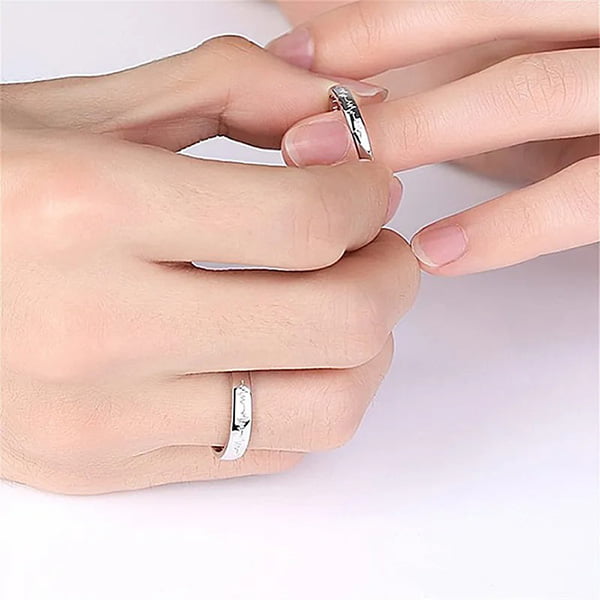 2Pcs/set Heart Matching Couple Ring