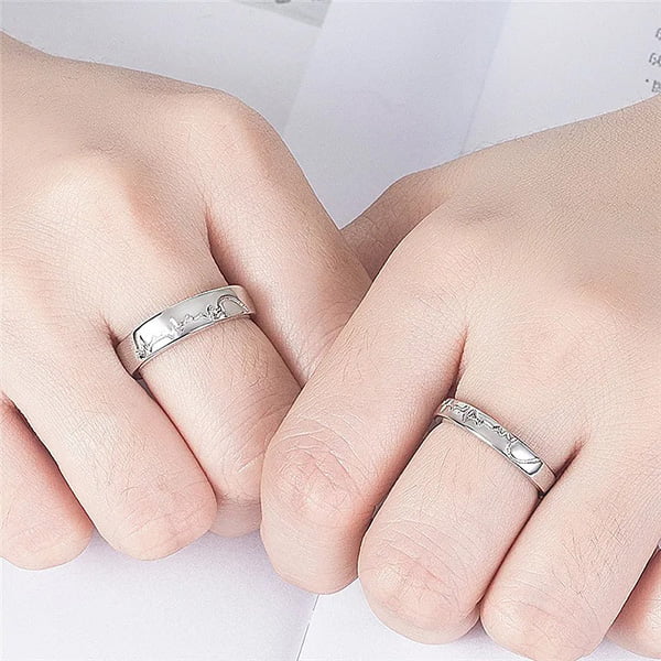 2Pcs/set Heart Matching Couple Ring