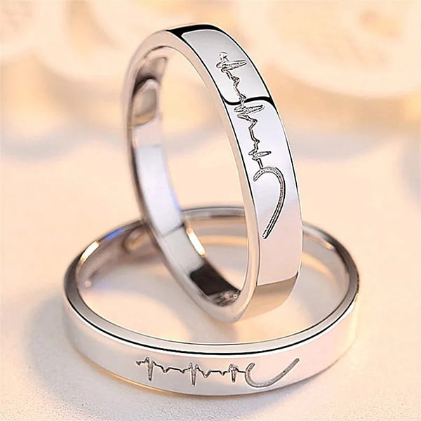 2Pcs/set Heart Matching Couple Ring