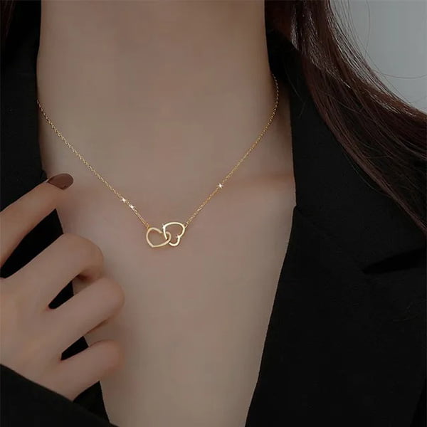 Double Heart Pendant Necklace