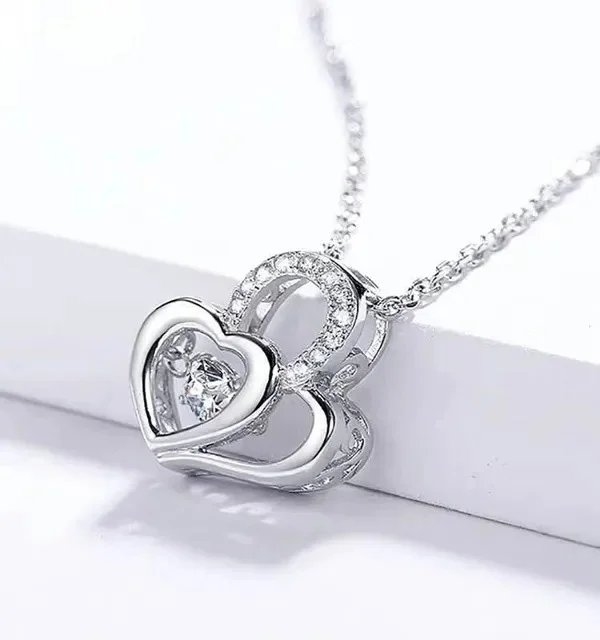 Double Heart Pendant Necklace