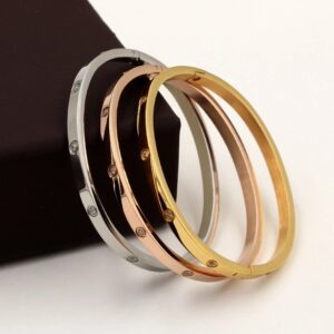 Rhinestone Steel Bangles Set