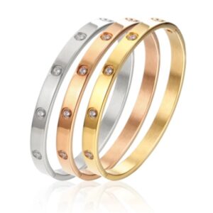 Rhinestone Steel Bangles Set