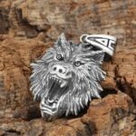 Silver Wolf Pendant Necklace