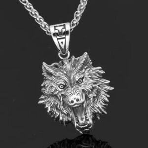 Silver Wolf Pendant Necklace